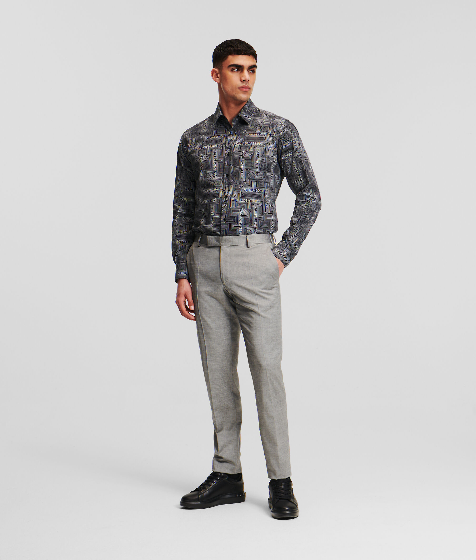 (image for) Premium-Grade CONTEMPORARY-FIT PATTERNED SHIRT